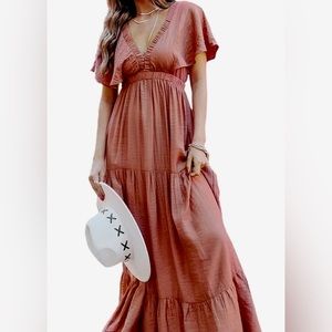 New! Casual short sleeve v-neck dress